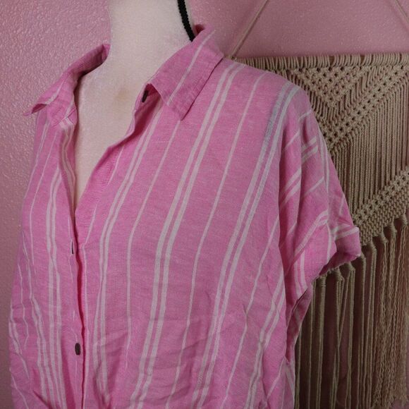 Sonoma | Short Sleeve Button Up Linen Top Large - Picture 3 of 7